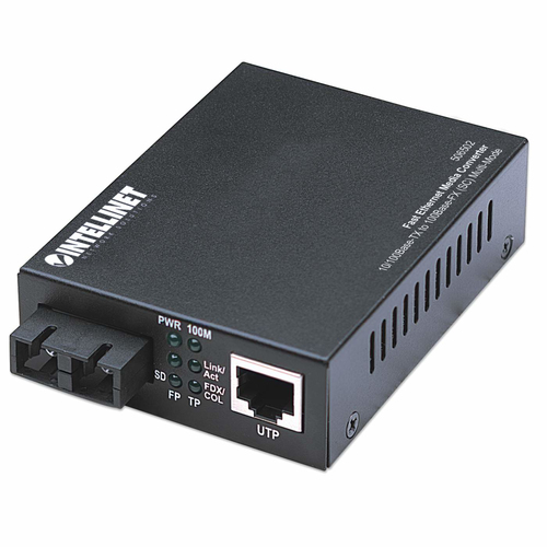 Intellinet Media Converter, Base-Tx to 100Base-Fx (SC) Multi-Mode, 2 km (1.24 mi) (Euro 2-pin plug) Fibermedieomformer Ethernet Fast Ethernet