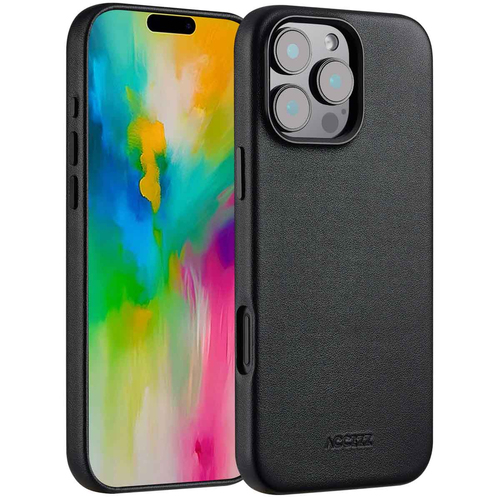 Accezz MagSafe Leather Backcover voor iPhone 16 Pro Max Telefoonhoesje Zwart