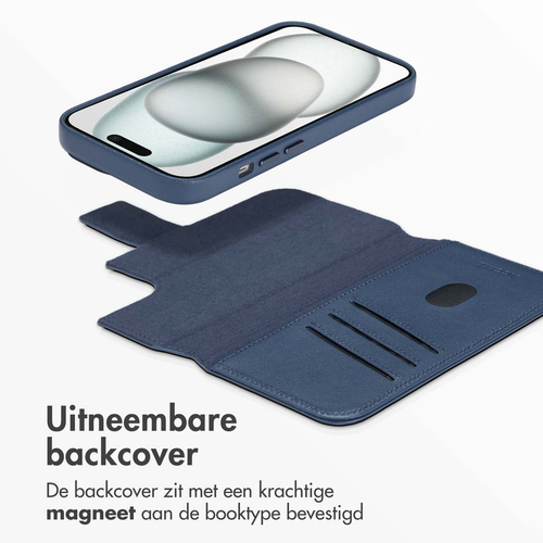 Accezz Leather Bookcase 2-in-1 met MagSafe iPhone 15 - Nightfall Blue, afbeelding 6