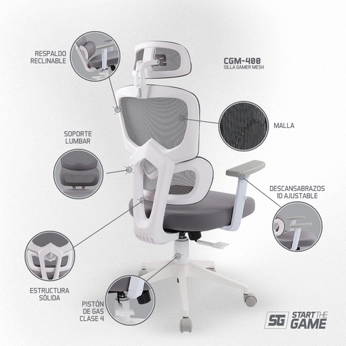 Silla Gamer VORAGO  CGM-400-WH 