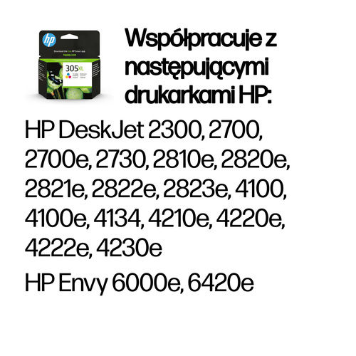 Oryginalny trójkolorowy wkład atramentowy o dużej wydajności HP 305XL 3YM63AE