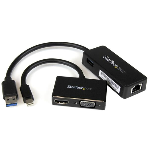 MSTS3MDPUGBK StarTechcom Juego de Adaptadores para Surface Pro - Mini DisplayPort a VGA y HDMI - USB 30 de Red Ethernet - Paquete de accesorios para portátil - negro - para Microsoft Surface 3 Pro 2 Pro 3 Pro 4