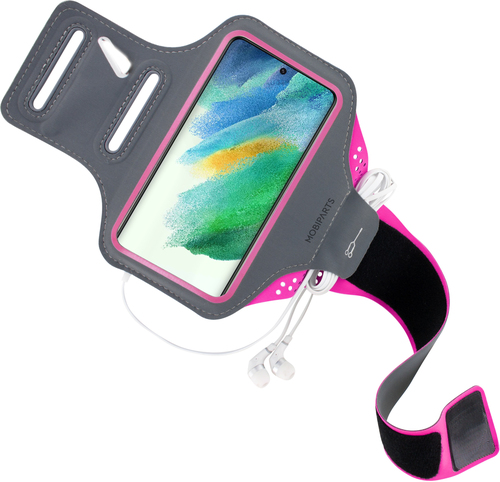 Mobiparts Comfort Fit Sport Armband Samsung Galaxy S21 FE (2022) Neon Pink – image 2