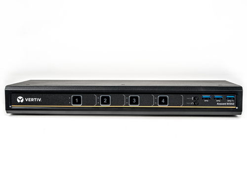 Vertiv Avocent SwitchView 4-Port-Desktop-KVM, DVI-I, USB 3.0-Peripherie-Ports, Audio, EU. Tastatur Porttyp: USB, Maus-Port