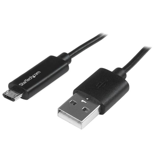 StarTechcom Cable de 1m Micro USB con LED Indicador de Carga - Cable cargador para móvil y tablet - Cable USB - Micro-USB tipo B M a USB M - 1 m - negro - USBAUBL1M