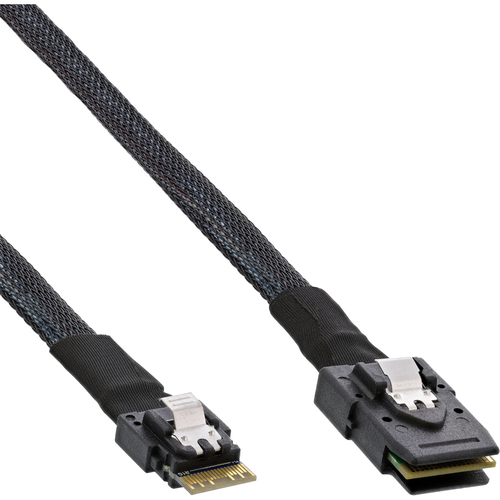 Product image: InLine Slim SAS cable, SFF-8654 to Mini SAS SFF-8087, 12Gb/s, 0.5m
