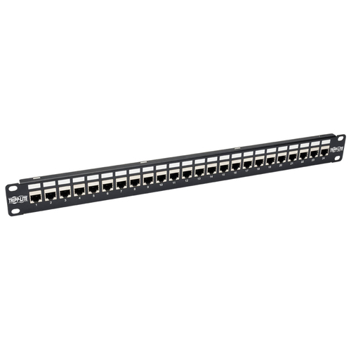 N254-024-SH-6A Panel de Conexiones Tripp Lite Alimentación Cat6a Ethernet RJ45 Blindado STP 24 Puertos para Instalación en 1U Rack N254-024-SH-6A