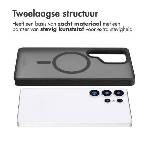 Accezz Rugged Frosted MagSafe Backcover voor Samsung Galaxy S25 Ultra Telefoonhoesje Zwart, afbeelding 2