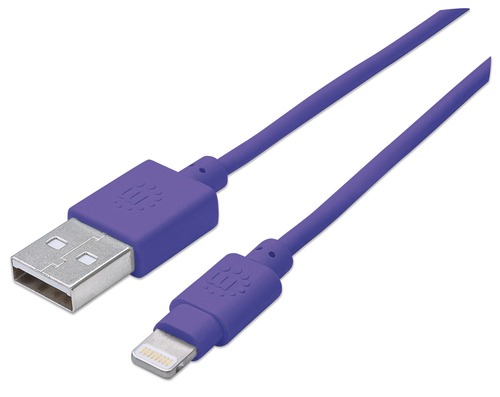 Cable Manhattan iLynk Lightning M-M USB 8 Pines 1m Color Morado - 394239