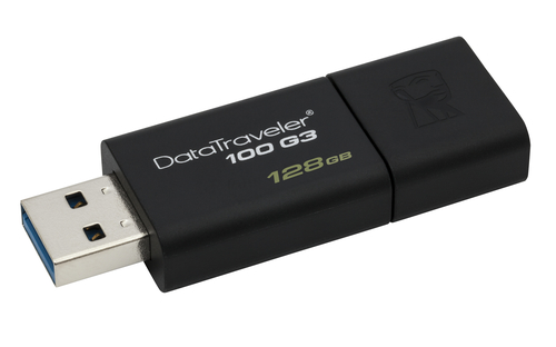 Kingston DataTraveler 100 G3 - Unidad flash USB - 128 GB - USB 30 - negro - DT100G3/128GB