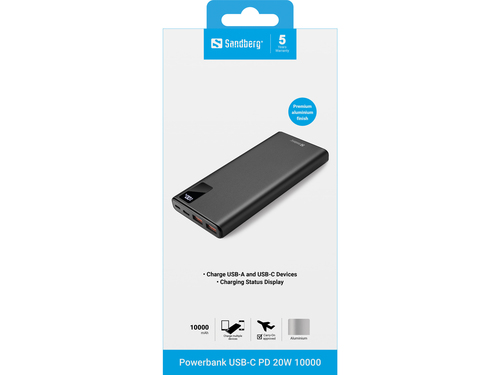 Sandberg Powerbank USB-C PD 20W 10000,, afbeelding 2