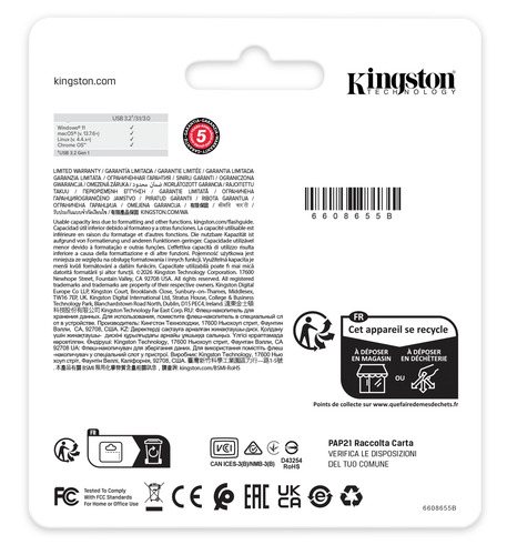 Kingston Technology DataTraveler 64GB Kyson 220MB/s Metal USB 3.2 Gen 1
