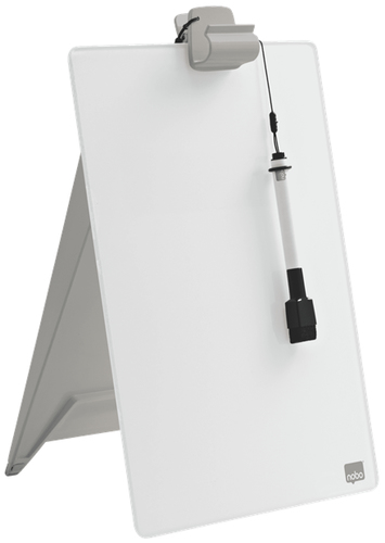 nobo Glazen notitiebord Diamond Glass Desktop (b x h) 216 mm x 297 mm Stralend wit Incl. tafelstandaard, Incl. boardmarker – Foto 3 van 5