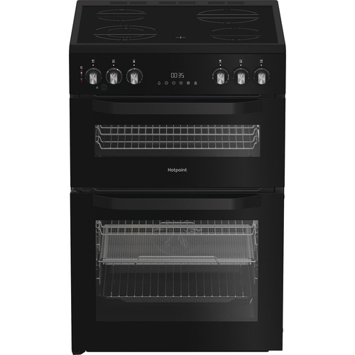 Hotpoint HDE6VDCASB 60cm Double Oven Electric Cooker in Black Ceramic - image 1