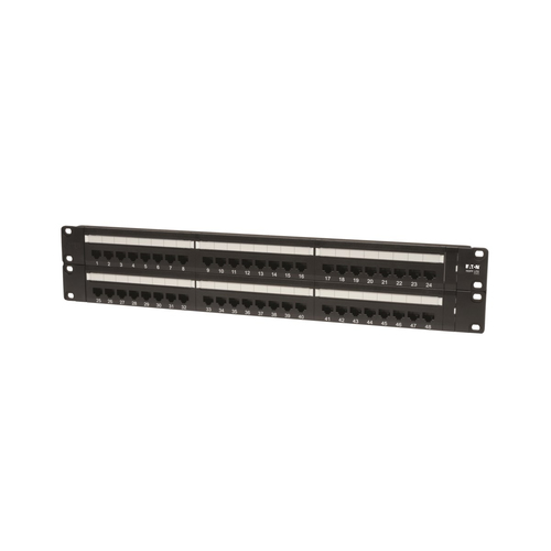 PANEL DE CONEXIONES 48 PUERTOS  CAT5E RJ45 ETHERNET 2U EN RACK - N052-048