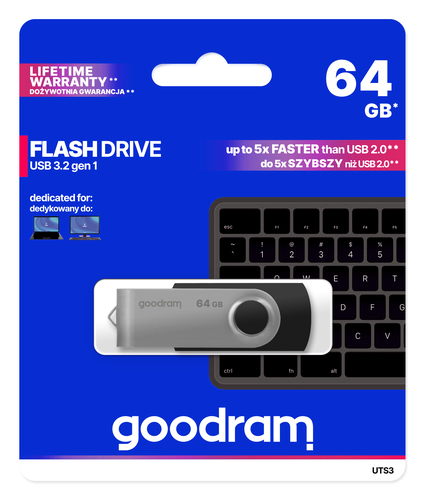 Goodram UTS3 unidad flash USB 64 GB USB tipo A 3.2 Gen 1 (3.1 Gen 1) Negro