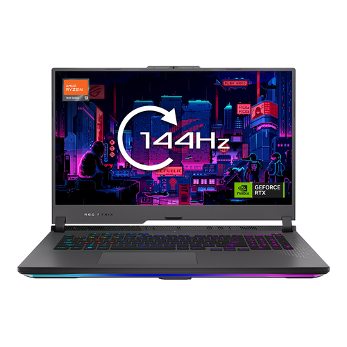 ASUS ROG Strix G17 G713PV-HX048W AMD Ryzen™ 9 7845HX Ноутбук 43,9 cm (17.3") Full HD 16 GB DDR5-SDRAM 1 TB Твердотельный накопитель (SSD) NVIDIA GeForce RTX 4060 Wi-Fi 6E (802.11ax) Windows 11 Home Черный, Серый