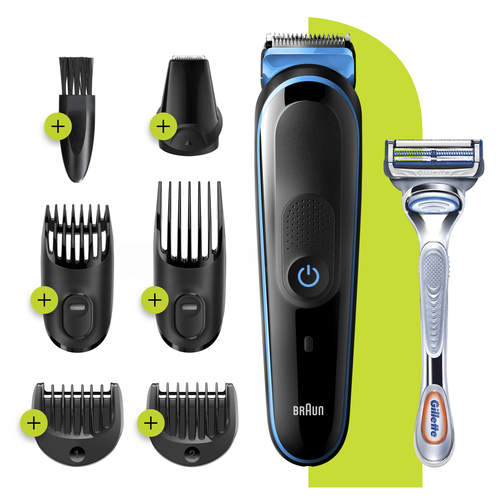 Braun 7-in-1 Trimmer MGK3242 Men Beard Trimmer, Face Trimmer & Hair Clipper, Black/Blue – image 6