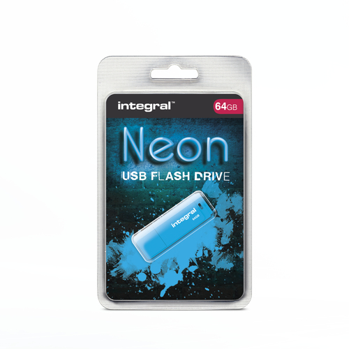 Integral 64GB USB2.0 DRIVE NEON BLUE – image 2