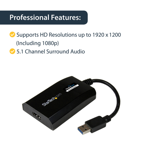 StarTech.com USB 3.0 to HDMI Adapter - DisplayLink Certified - 1080p (1920x1200) - USB Type-A to HDMI Display Adapter Converter for Monitor - External Video & G – image 9