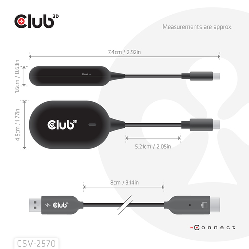Club 3D Wireless USB-C to HDMI Transmitter and Receiver adapter, afbeelding 6