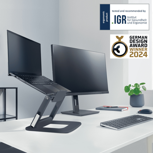 Leitz Ergo Verstellbarer Multi-Winkel Laptopstnder 80 recycelter Kunststoff dunkelgrau – Foto 4 von 7