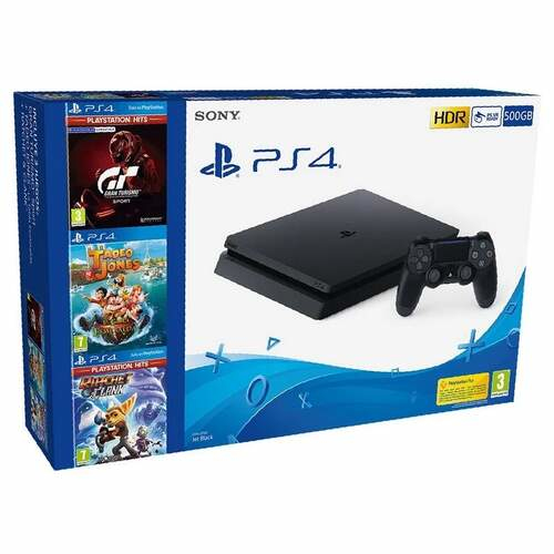 Sony Interactive Entertainment PlayStation 4 Slim 500 GB + Tadeo Jones + Ratchet & Clank + Gran Turismo Sport Wi-Fi Черный