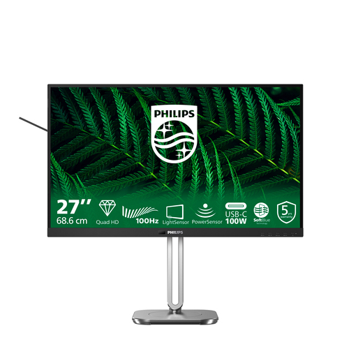Philips Eco-Friendly Monitor with LowBlue Mode, Flicker-Free, Ips Technology & Built-in USB-C Docking Station - 85% Pcr & Ocean-Bound Plastics - image 1