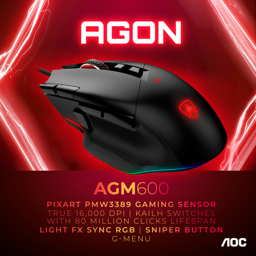 AOC AGON AGM600 mouse Gaming Right-hand USB Type-A Optical 16000 DPI