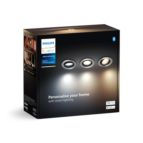 Philips Hue Milliskin Einbaustrahler White Ambiance - rund - Aluminium - 3er-Pack – Foto 3 von 3