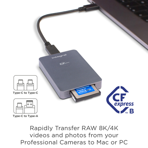 Integral USB 3.0 CARD READER SINGLE SLOT CFEXPRESS WITH TYPE C TO A AND C TO C CABLES ETAIL – image 3