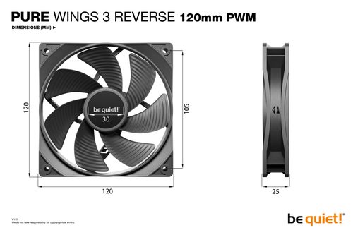 be quiet! Pure Wings 3 120mm | PWM Reverse Triple-Pack – image 4