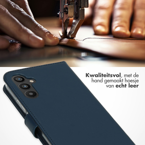 Selencia Echt Lederen Bookcase Samsung Galaxy A34 (5G) - Blauw, afbeelding 2