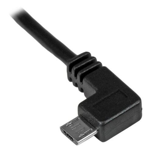 StarTech.com 2m 6 ft Micro-USB Charge-and-Sync Cable - Left-Angle Micro-USB - M/M - USB to Micro USB Charging Cable - 24 AWG (USBAUB2MLA) USB-kabel 2m Sort – billede 2
