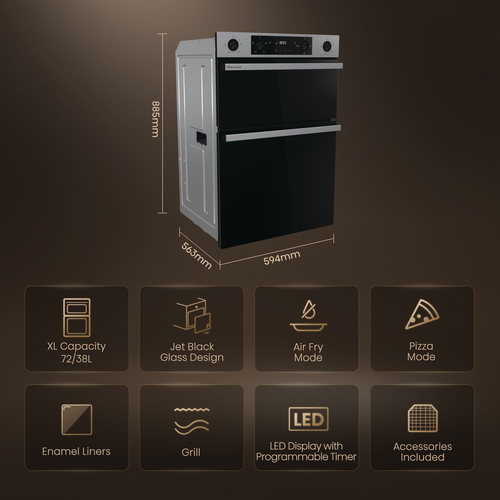 Hisense Hi6 BID914221AX Built In Electric Double Oven - Stainless Steel - A/A Rated, Stainless Steel - image 2