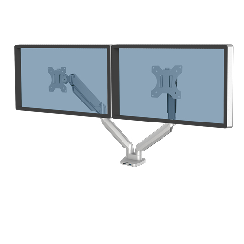 SUPPORTS TWO (2) MONITORS: UP TO 17.6 LBS. EACH AND 32 INCHES.FULLY INDEPENDENT