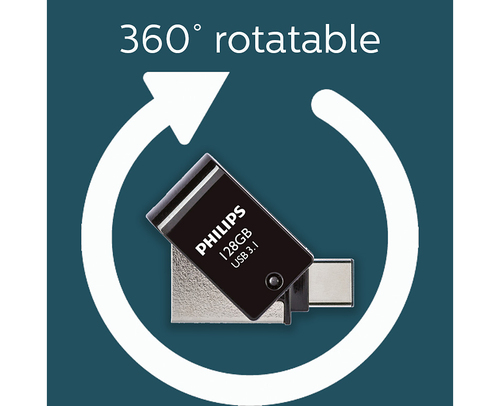Philips FM12DC152B/00 USB flash drive 128 GB USB Type-A 3.2 Gen 1 (3.1 Gen 1) Zwart, Zilver, afbeelding 4