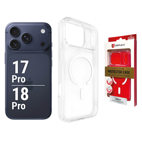 Displex Premium Protective Case for Apple iPhone 18 Pro/17 Pro, Clear, Military-Grade Protection, MagSafe Compatible, Anti-Yellowing, Protector Case