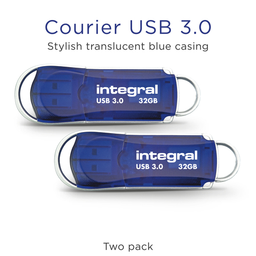 Integral 32GB 3PK USB3.0 DRIVE COURIER BLUE UP TO R-100 W-30 MBS – image 1