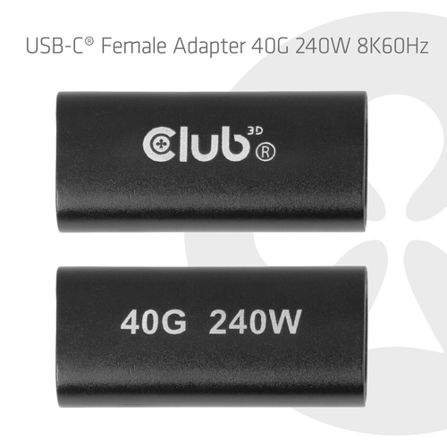 CLUB3D USB-C®-vrouwelijke adapter 40G 240 W 8K 60 Hz, afbeelding 2