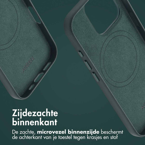 Accezz MagSafe Leather Backcover voor iPhone 16 Pro Telefoonhoesje Groen, afbeelding 6