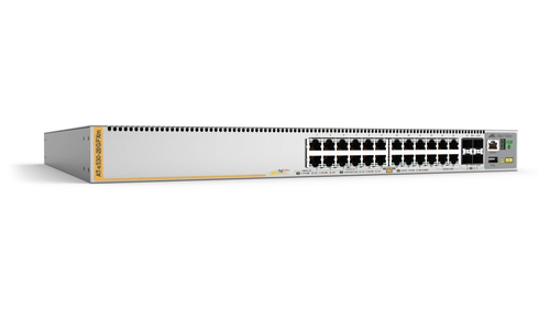 AT-X530-28GPXM-10 Switch PoE Stackeable Capa 3 20 puertos 10/100/1000 Mbps 4 x 100M/1G/25/5GT 4 puertos SFP 10 G hasta 740 W fuente redundante AT-X530-28GPXM-10