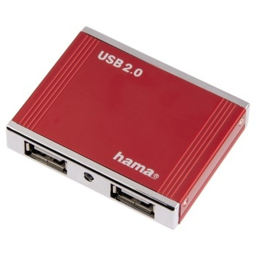 Hama USB 2.0 Hub Alu mini 1:4, Red