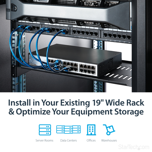 StarTech.com 1U Vented Server Rack Cabinet Shelf - Fixed 10in Deep Cantilever Rackmount Tray for 19 Data/AV/Network Enclosure w/Cage Nuts Rackhylde Sort – billede 8