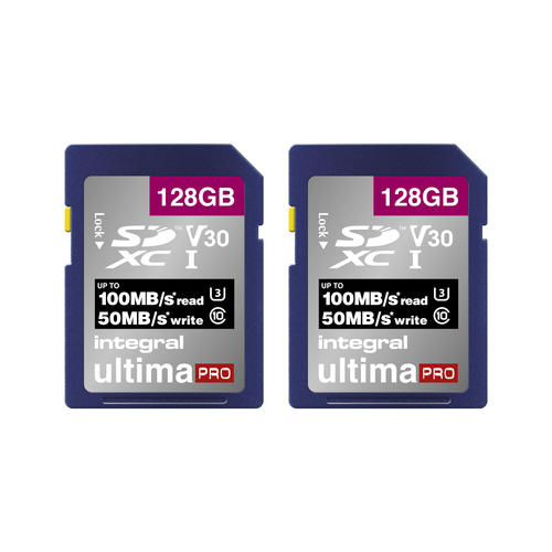 Integral 128GB 2PK SDXC UHS-1 U3 CL10 V30 UP TO R-100 W-50 MBS WITH METAL CARD CASE – image 3