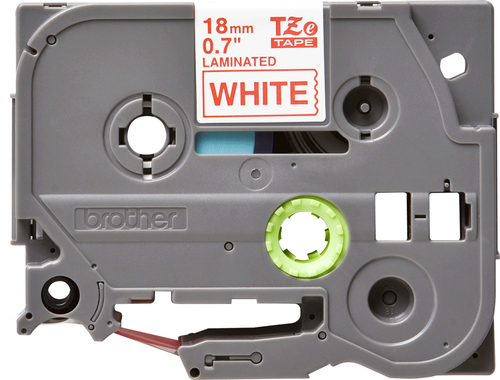 Original Brother P-Touch TZE242 18mm Gloss Tape - Red on White - image 2