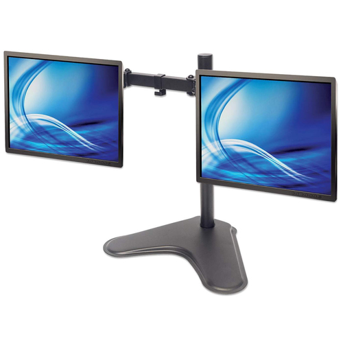 Manhattan Soporte doble de sobremesa para TV/monitores (Articulado), para pantallas de 10" a 27", montaje traseros tipo base, Compatibilidad VESA: 75×75 et 100×100 mm (verifique las dimensiones de los cuatro orificios de montaje traseros), máxima 8 kg por pantalla imagen 3