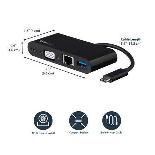 StarTech.com USB C Multiport Adapter - Mini USB-C Dock w/ Single Monitor VGA 1080p Video – image 9