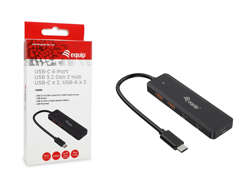 aquip USB-Hub 4-Port 3.2 ->2xUSB-C, 2xUSB-A o.voeding zwart, afbeelding 8