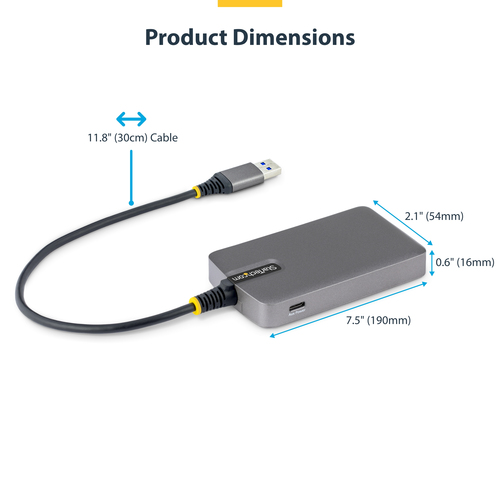 StarTech.com 4-Port USB-A Hub, 5Gbps, Bus Powered, USB-A to 4x USB-A Hub with USB-C Auxiliary Power Input, 1ft/30cm Host Cable, Portable Desktop/Laptop USB Hub – image 7